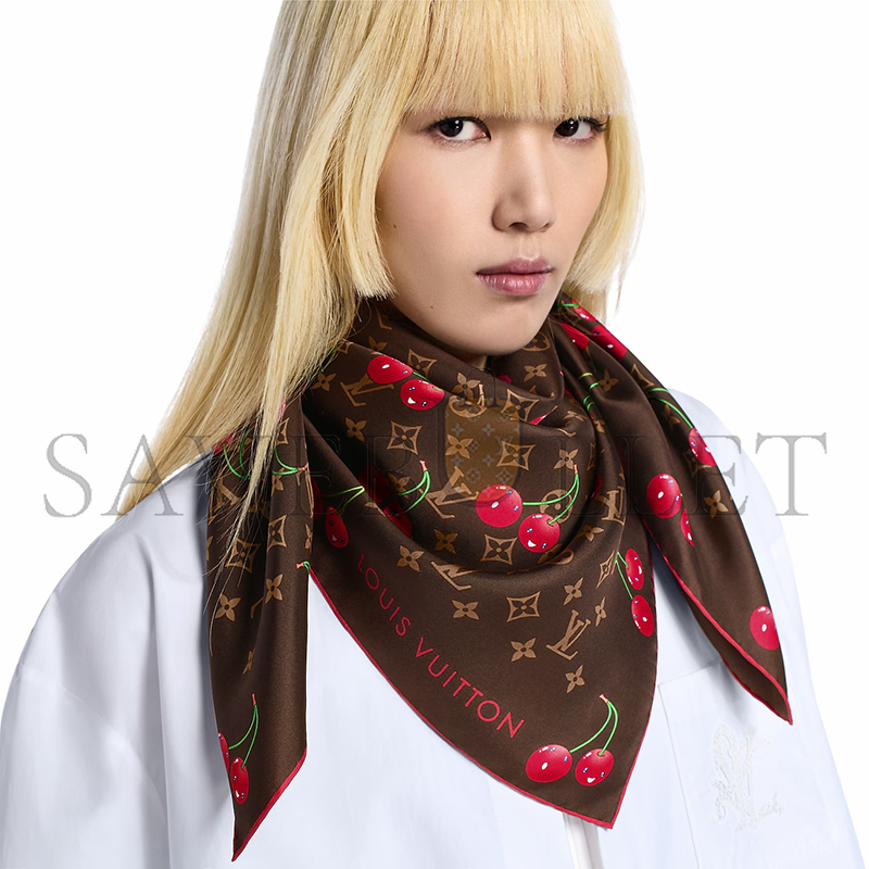 LOUIS VUITTON SCARF MURAKAMI LV X TM MONOGRAM CERISE SQUARE 90 M96094 (90*90cm)